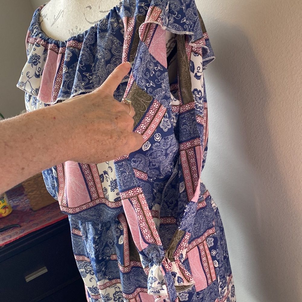 Bongo Boho Patchwork Open Sleeves Off The Shoulde… - image 2